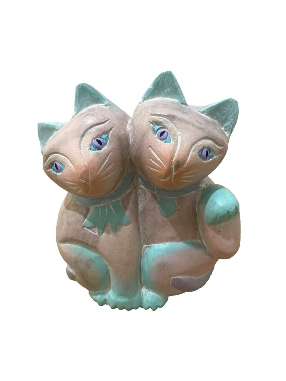 Vintage Siamese Cat Statue Southwest Pastel Folk Art Siamese 7"